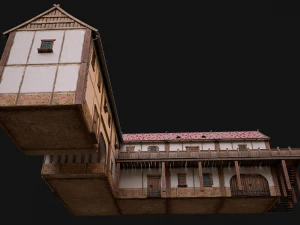 Medieval Town House with Staircase 3D Model