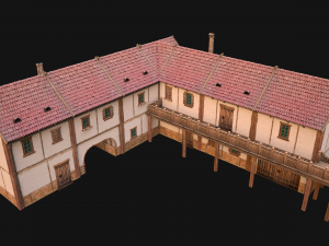 Medieval Town House with Staircase 3D Модель
