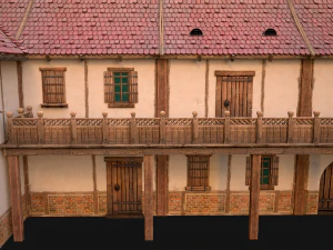 Medieval Town House with Staircase 3D Model