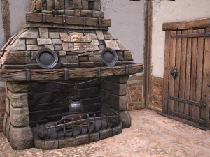 Medieval Town House with Staircase 3D Model
