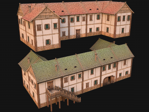 Medieval House Residence 2 Storey 3D Model