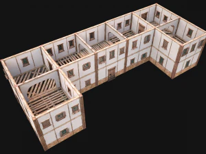 Medieval House Residence 2 Storey 3D Model
