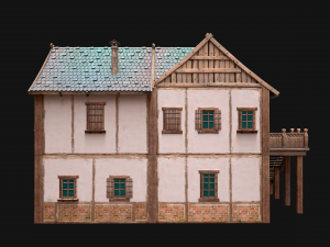 Medieval House Residence 2 Storey 3D Model