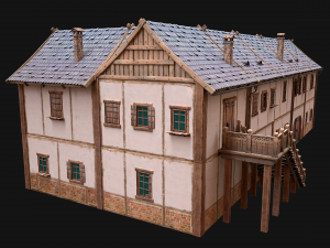 Medieval House Residence 2 Storey 3D Model