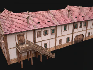 Medieval House Residence 2 Storey 3D Model
