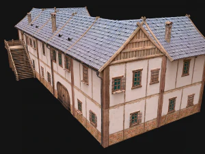 Medieval House Residence 2 Storey 3D Model