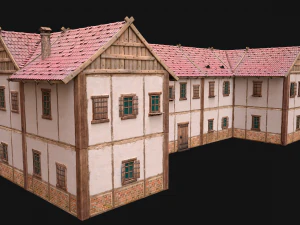 Medieval House Residence 2 Storey 3D Model