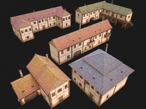 Medieval Town Buildings Set 3D Model