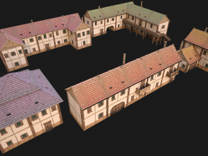 Medieval Town Buildings Set Modelo 3D