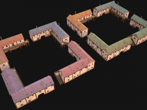 Medieval Town Buildings Set Modelo 3D