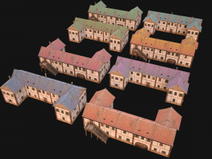 Medieval Town Buildings Set Modelo 3D