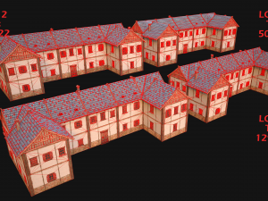 Medieval Town Buildings Set Modelo 3D