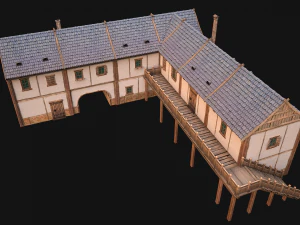 Medieval Town Buildings Set 3D Model