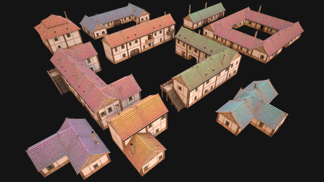 Medieval City Pack 10 Buildings 3D Model .c4d .max .obj .3ds .fbx .stl .blend 
