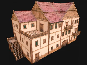 Medieval Town House Hotel Palace 3D Model