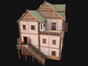 Medieval Town House Hotel Palace 3D Модель