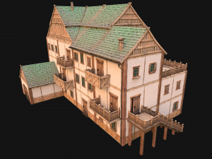 Medieval Town House Hotel Palace 3D Модель