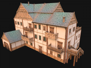 Medieval Town House Hotel Palace 3D Модель