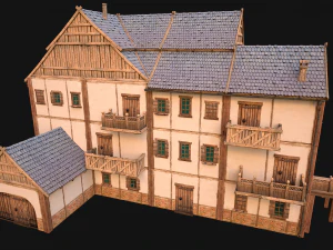 Medieval Town House Hotel Palace 3D Model