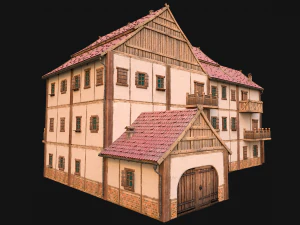 Medieval Town House Hotel Palace 3D Model