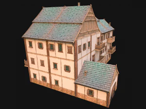 Medieval Town House Hotel Palace 3D Model