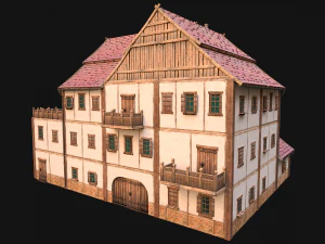 Medieval Town House Hotel Palace 3D Model