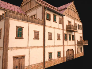 Medieval Town House Hotel Palace 3D Model