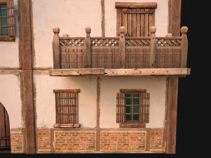 Medieval Town House Hotel Palace 3D Model