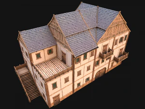 Medieval Town House Hotel Palace 3D Model