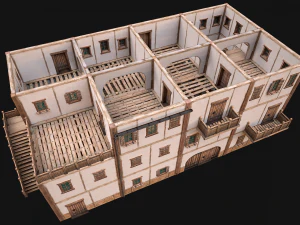 Medieval Town House Hotel Palace 3D Model