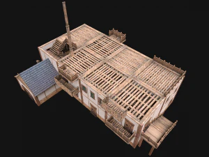Medieval Town House Hotel Palace 3D Model