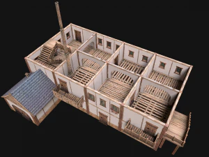 Medieval Town House Hotel Palace 3D Model