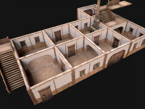 Medieval Town House Hotel Palace 3D Model