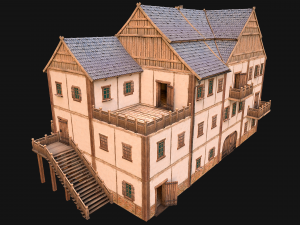 Medieval Town House Hotel Palace 3D Модель