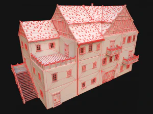 Medieval Town House Hotel Palace 3D Model