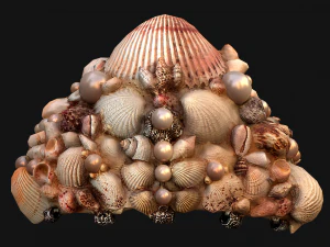 Crown Seashell Tiara Sea Princess Ocean Queen Headdress 3D Model