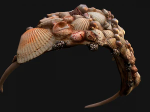 Crown Seashell Tiara Sea Princess Ocean Queen Headdress 3D Model