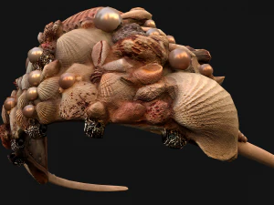 Crown Seashell Tiara Sea Princess Ocean Queen Headdress 3D Model