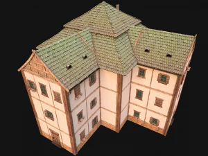 Middeleeuws herenhuis met 3 verdiepingen 3D Model