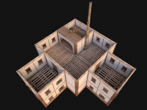 Medieval 3-Storey Town House 3D Model
