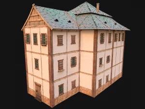 Medieval 3-Storey Town House 3D Model