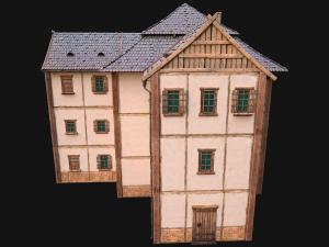 Medieval 3-Storey Town House 3D Model