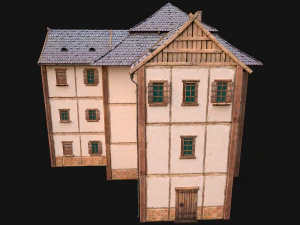 Medieval 3-Storey Town House 3D Model