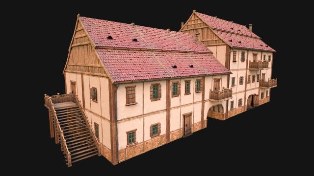 Medieval European Brick House 3D Model .c4d .max .obj .3ds .fbx .stl .blend 
