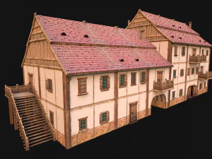 Medieval European Brick House 3D Model