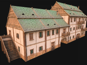 Medieval European Brick House 3D Model