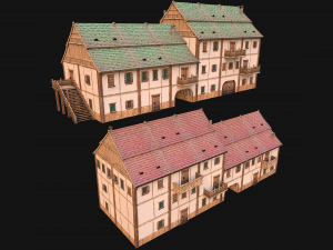 Medieval European Brick House 3D Model