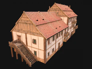 Medieval European Brick House 3D Model