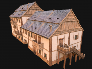 Medieval European Brick House 3D Model