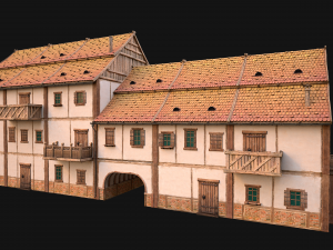 Medieval European Brick House 3D Model